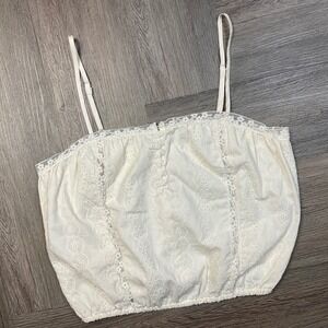 Forever 21 Top Womens Small Ivory Eyelet Lace‎ Crop Cami Y2K Coquette Fairycore